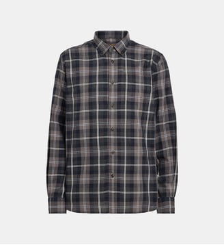 Chemise à carreaux en flanelle de coton - Woolrich - Bleu et gris