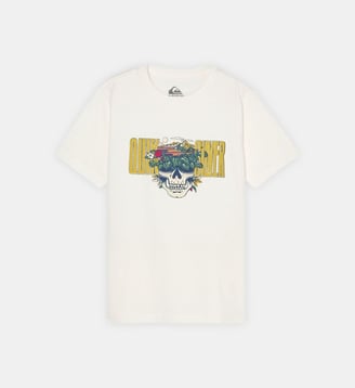 T-shirt droit coton imprimé fantaisie signature - Quiksilver - Blanc
