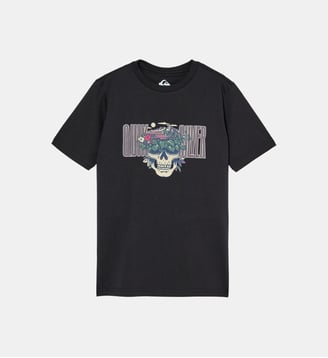 T-shirt droit coton imprimé fantaisie signature - Quiksilver - Noir