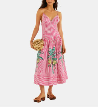 Robe courte rayée palmiers brodés - Farm Rio - Multi