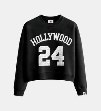 Sweat col rond delave print - Sweet Pants - Noir