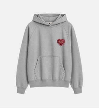 Sweat capuche patch coeur - Sweet Pants - Gris chiné