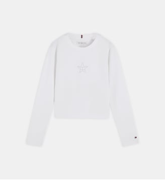 T-shirt ajusté à manches longues Stud Star - Tommy Hilfiger - Blanc