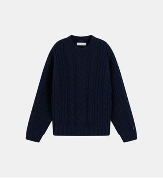 Pull en maille torsadée - Tommy Hilfiger - Bleu marine