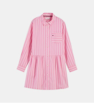 Robe chemise oxford - Tommy Hilfiger - Rose et blanc