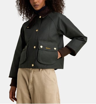 Veste courte Cropped Beadnell Wax coton - Barbour - Kaki marron