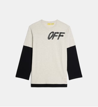 T-shirt à manches longues et patch - Off White - Greige