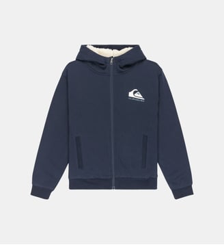 Veste courte droite zippée capuche doublure sherpa - Quiksilver - Bleu marine