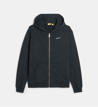 Sweat à capuche zippé Logo Arrow - Off White - Noir