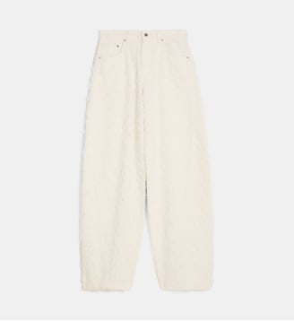Jean barrel Clyde texturé effet peluche coton - Haikure - Off white