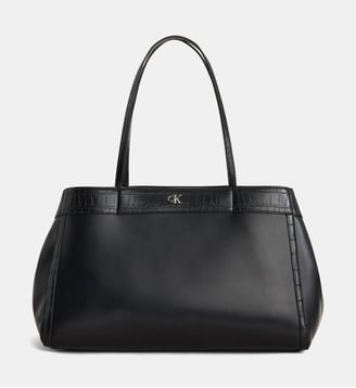 Sac cabas bande effet croco  - Calvin Klein - Noir