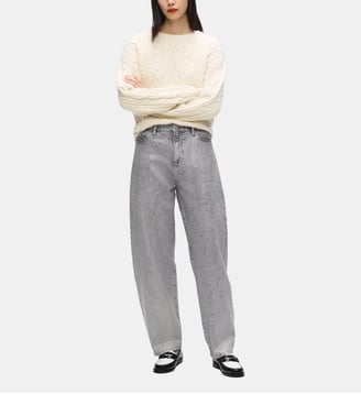 Jean ample taille haute effet python - Karl Lagerfeld - Gris