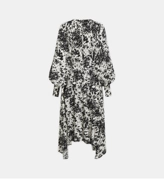 Robe longue fluide portefeuille imprimé fantaisie - Karl Lagerfeld - Noir et blanc