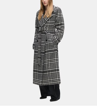 Manteau long imprimé pied-de-poule - Karl Lagerfeld - Noir et blanc
