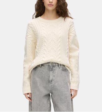 Pull col rond torsadé - Karl Lagerfeld - Beige clair
