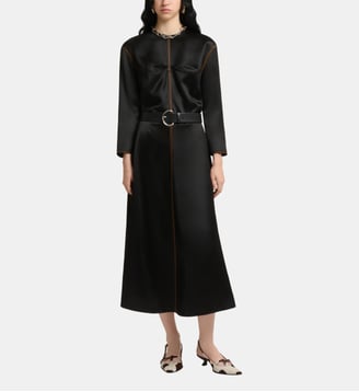 Robe longue et fluide surpiqûres contrastées - Marni - Black