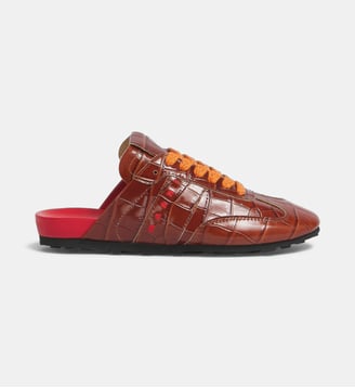 Baskets basses Soccer en cuir imprimé crocodile - Marni - Marron
