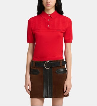 Polo droit en laine et soie signature - Marni - Rouge