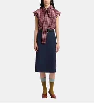 Jupe plissée en laine mélangée - Marni - Blue