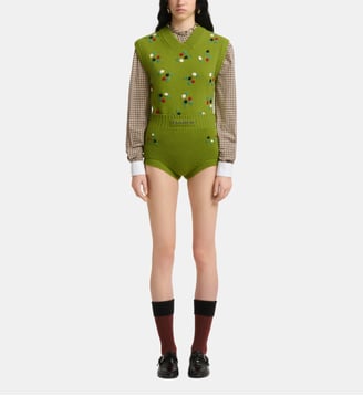 Jupe culotte en laine et cachemire signature - Marni - Vert