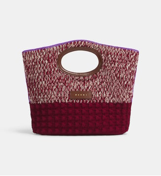 Sac pochette Knotty en laine et en cuir signature - Marni - Red