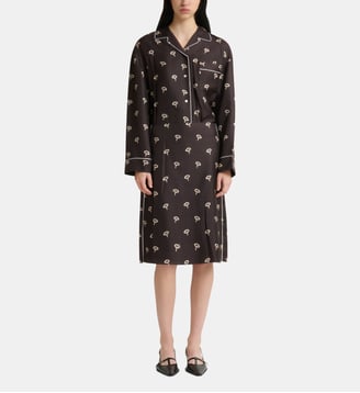Jupe midi en soie imprimé floral - Marni - Marron