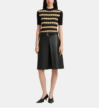 Jupe évasée en cuir - Marni - Black