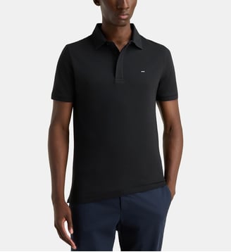 Polo droit Plan de Jeu coton stretch - Eden Park - Noir