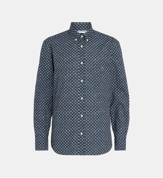 Chemise droite à col Italien - Eden Park - Bleu foncé