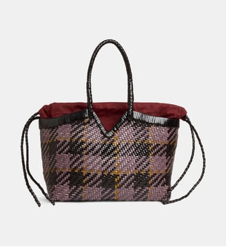 Sac à main panier Madras cuir - Vipera - Marron et violet