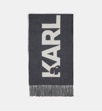 Écharpe K/Essential signature laine - Karl Lagerfeld - Gris clair et gris foncé