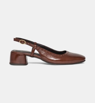 Escarpins Slingback Jane à Bout Carré - Bocage - Cognac