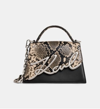 Sac à main bandoulière K/Signature effet python cuir mélangé - Karl Lagerfeld - Python