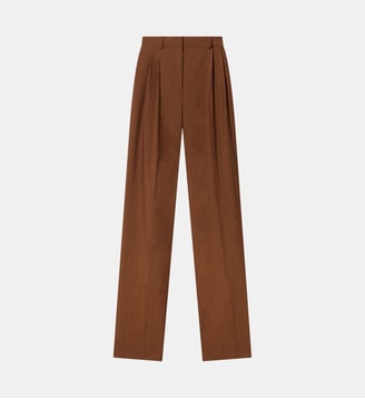 Pantalon droit à taille haute Pleated - Stella McCartney - Toffee