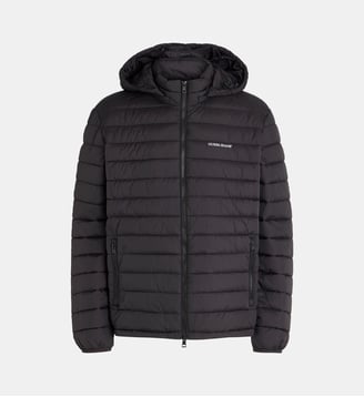 Doudoune pliable à capuche en nylon - Guess Jeans - Noir