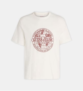 T-shirt en coton - Guess Jeans - Écru et rouge