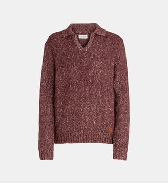 Pull col classique en coton et yak - Guess Jeans - Bordeaux
