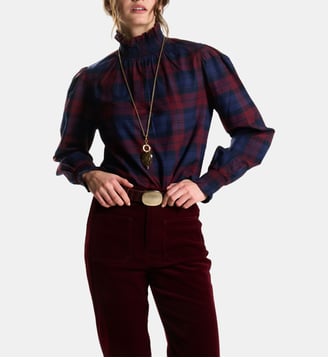 Blouse à col montant Tonia - Petite Mendigote - Marine