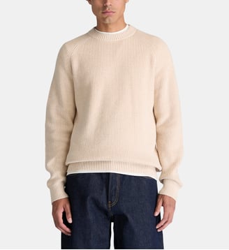 Pull col rond en coton et laine à manches raglan - Timberland - Écru