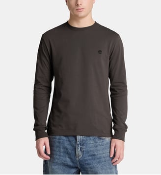 T-shirt à manches longues ajusté en coton signature - Timberland - Noir