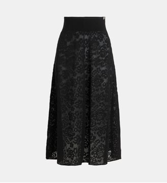 Jupe longue droite Kelly dentelle n° 523 - Extreme Cashmere - Noir profond