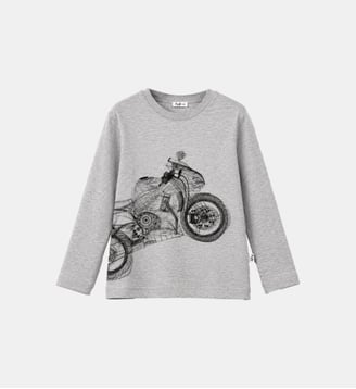 T-shirt manches longues print moto - IL GUFO - Gris clair
