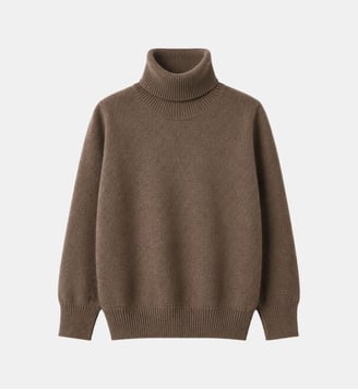Pull col roulé en laine mérinos - IL GUFO - Cacao