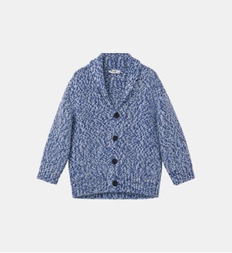 Gilet à col châle en laine et cachemire - IL GUFO - Bleu encre