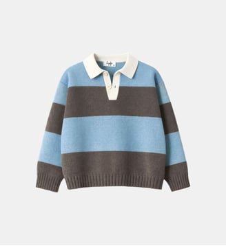 Polo Rugby en maille - IL GUFO - Bleu et marron