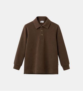 Polo en coton piqué manches longues - IL GUFO - Chocolat