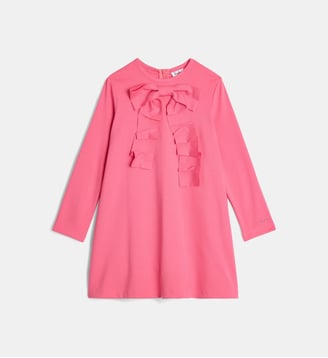 Robe trapèze à manches longues et nœuds - IL GUFO - Rose fuchsia