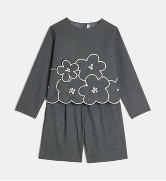 Ensemble Top et Short Broderies - IL GUFO - Gris
