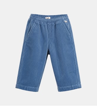 Pantalon en velours côtelé élastiqué - IL GUFO - Bleu poudreux
