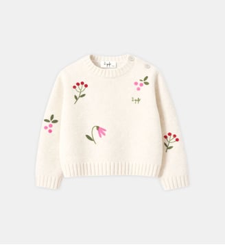 Pull brodé fleurs - IL GUFO - Milk